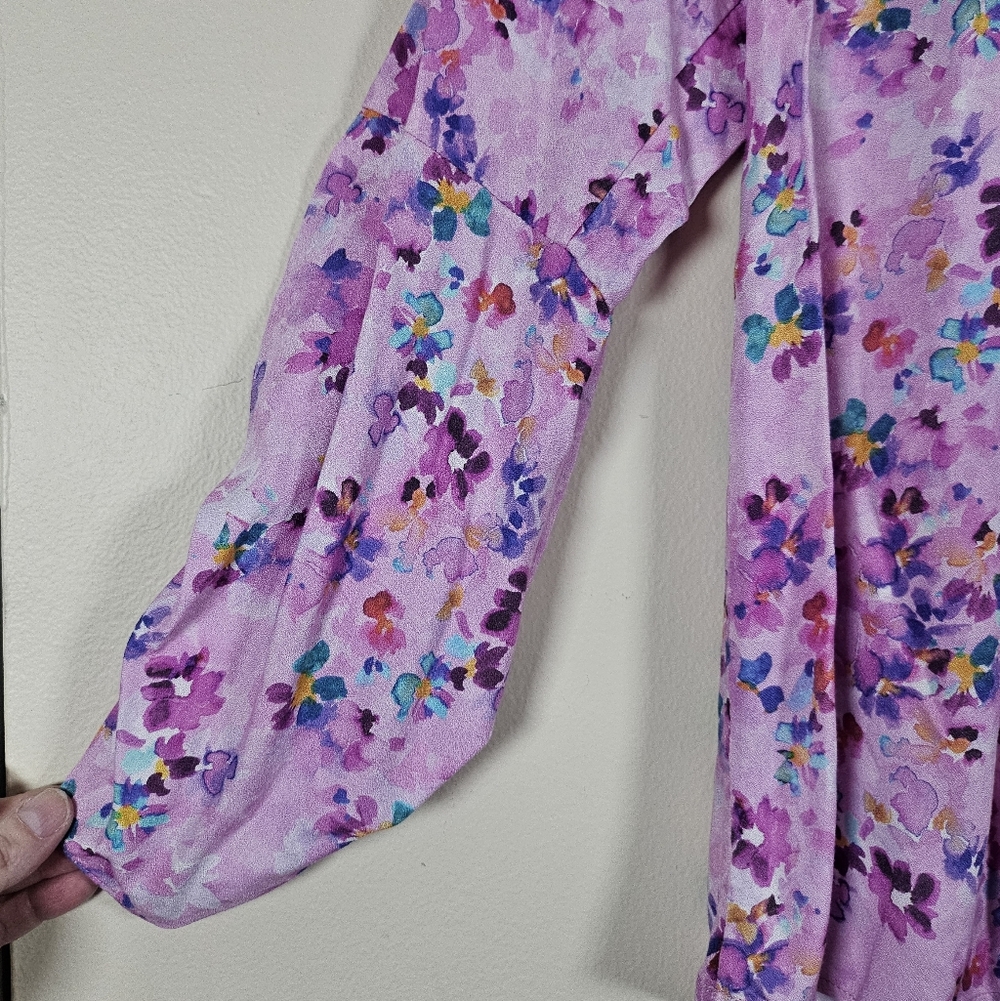 Soft Surroundings Brialla Lilac Purple Floral Watercolor Print Top Romantic XL - Picture 5 of 9
